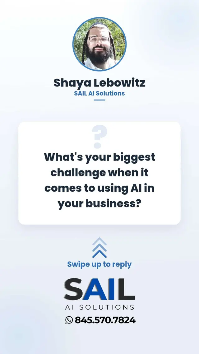 Audience question status post about AI challenges in business