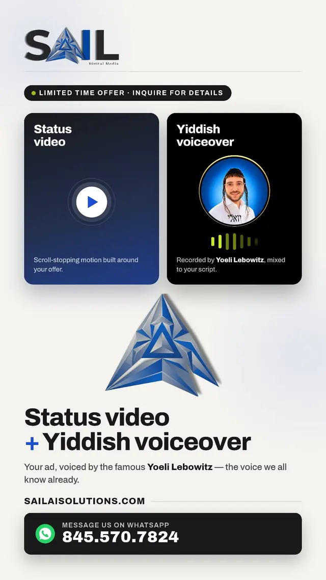 Limited time offer status post — status video plus Yiddish voiceover